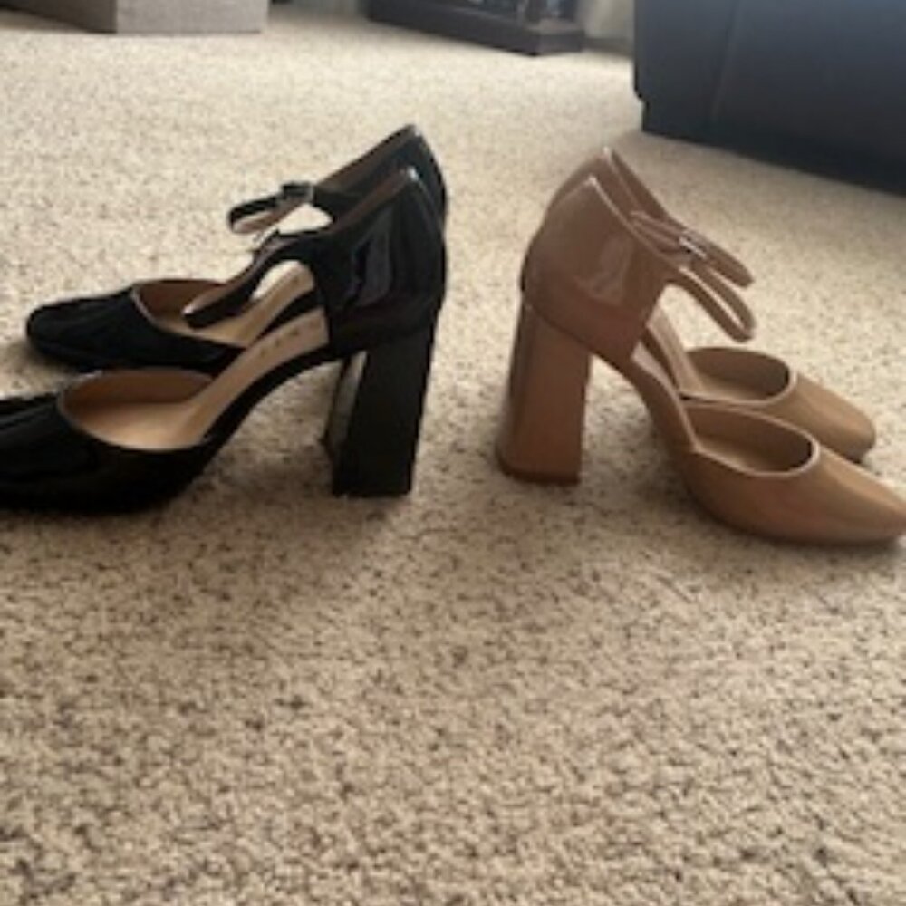 Black and Tan Patent Hesster Mary Jane Pumps Bundle 7 WIDE